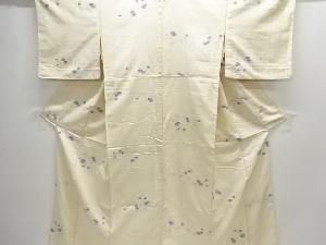 アンティーク　万寿菊模様織出し手織り紬単衣着物